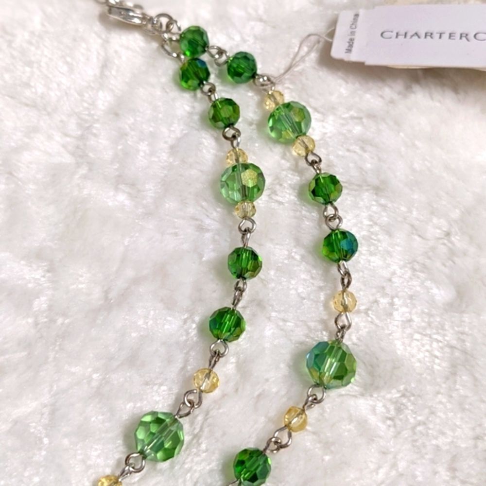 NWT  Macy's Charter House Green Swarovski Crystal Choker - Picture 6 of 8